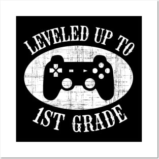 Leveled Up To 1st Grade Gamer Back To School First Day Boys Posters and Art